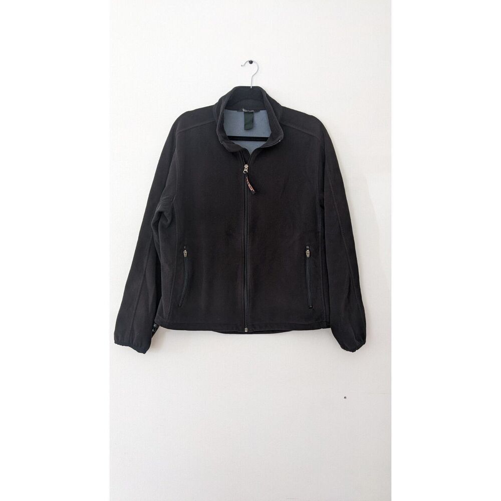 LL Bean Fleece Zip Front Jacket Black, Size Large